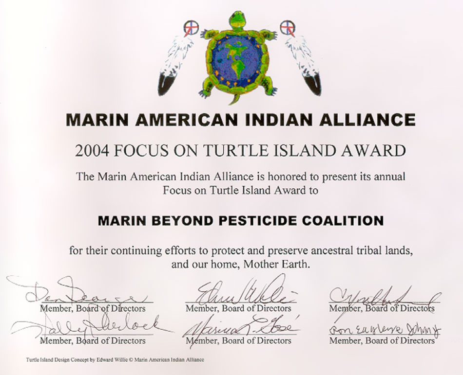 Turtle Island Award Certificate